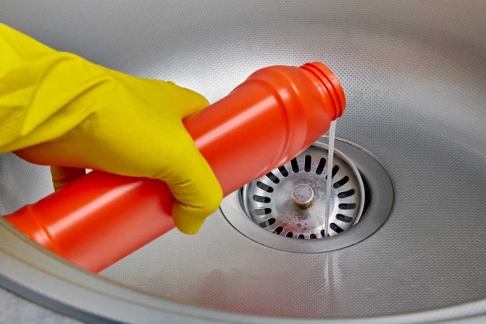 bottle of chemical drain cleaner Dublin, OH