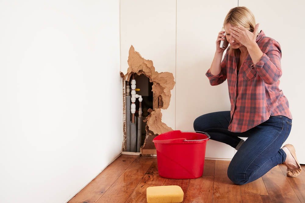 burst pipe and flooded home