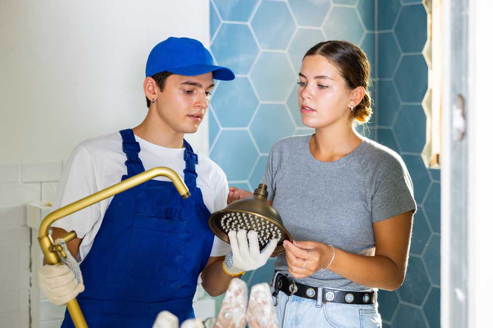 plumber talking to a homeowner Dublin, OH
