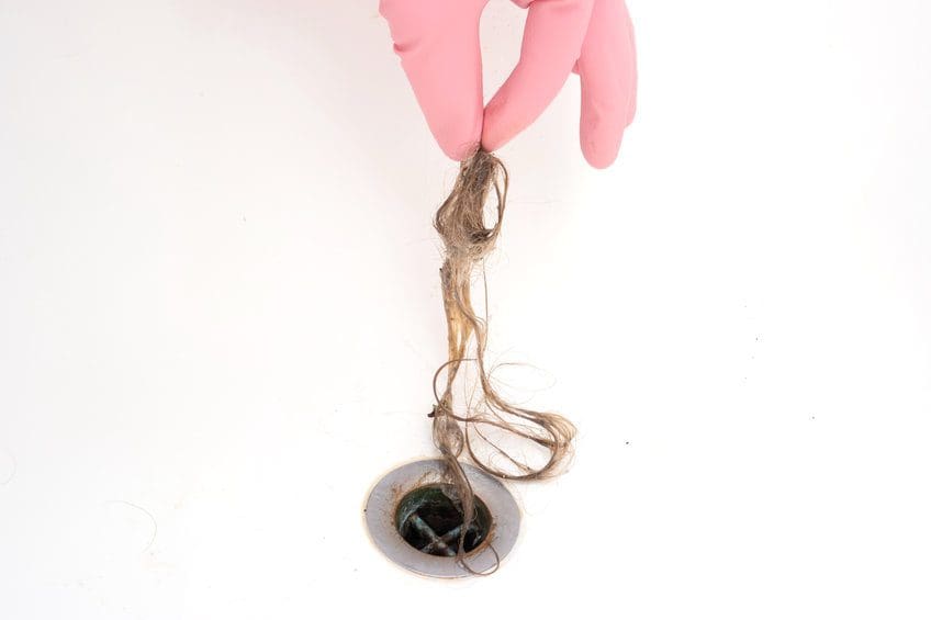 a clump of hair on the drain